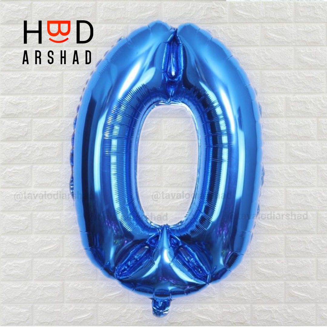 بادکنک فویلی عدد 0 آبی ۳۲ اینچ